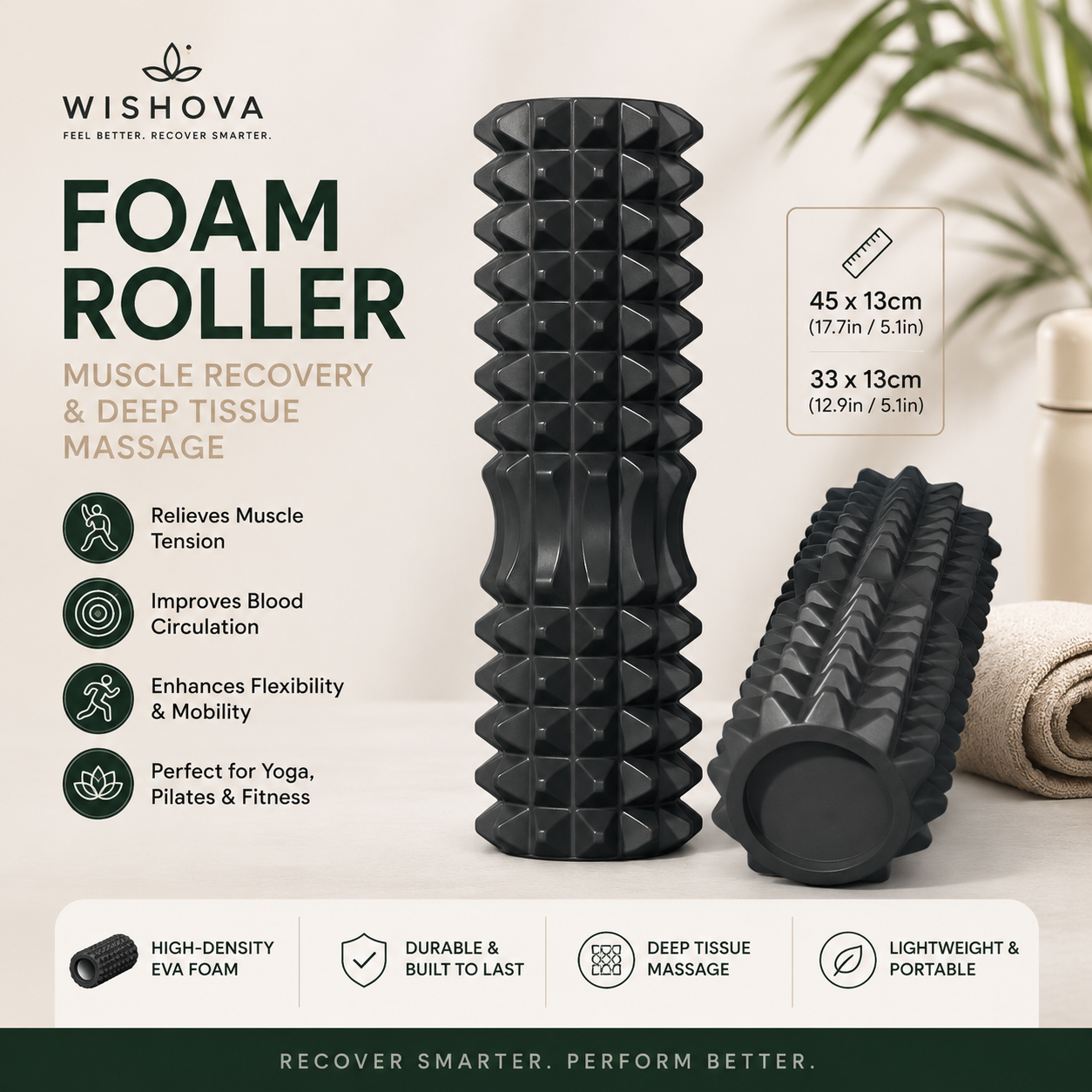 ComfortRest High-Density Massage Foam Roller