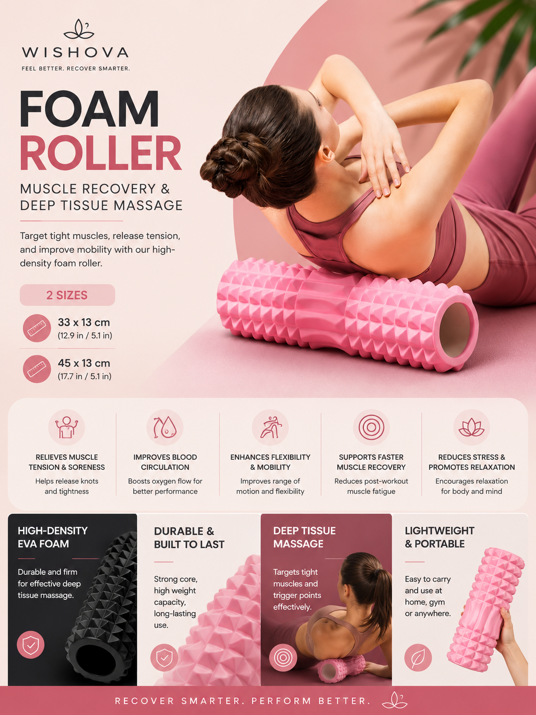 ComfortRest High-Density Massage Foam Roller