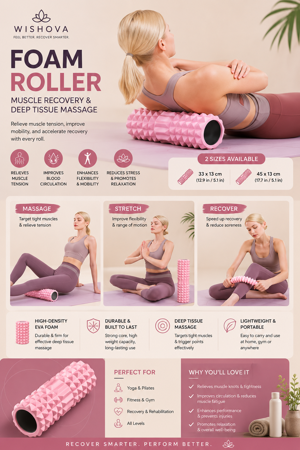 ComfortRest High-Density Massage Foam Roller